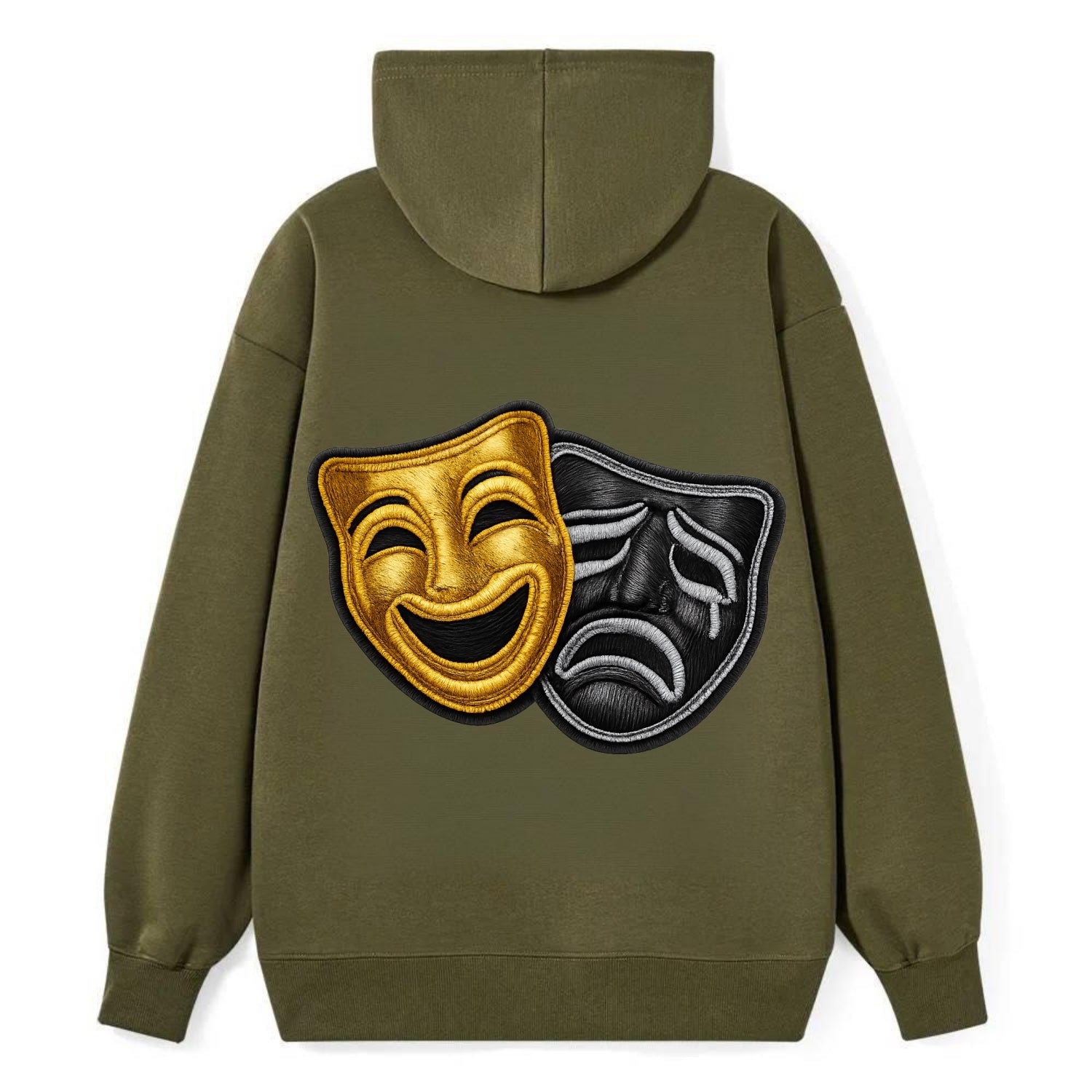 BROADWAY MASKS - comedy tragedy masks in gold and black , theater - Classic Pullover Hoodie - ArmyGreen