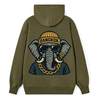 Bangkok Elephant - Classic Pullover Hoodie - ArmyGreen
