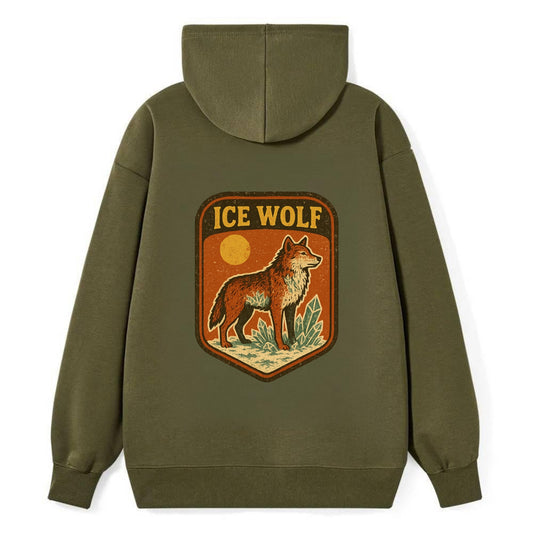 Ice Wolf Crystal  - Classic Pullover Hoodie - ArmyGreen
