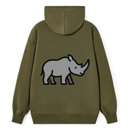 Rhinoceros - Gray with horn flat side profile - Classic Pullover Hoodie - ArmyGreen