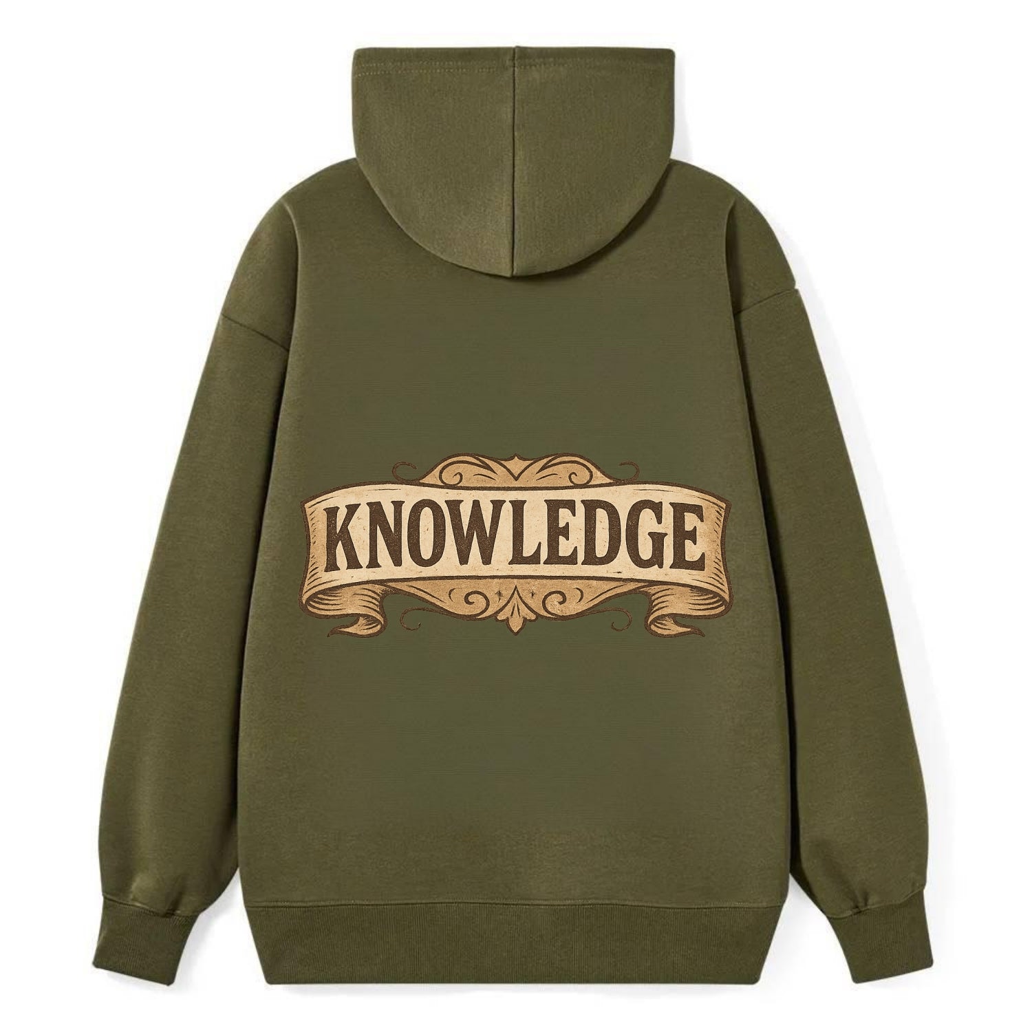 Bold typography design - "KNOWLEDGE" - learning, understanding - Classic Pullover Hoodie - ArmyGreen