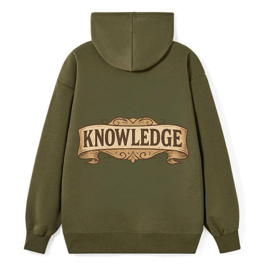 Bold typography design - "KNOWLEDGE" - learning, understanding - Classic Pullover Hoodie - ArmyGreen
