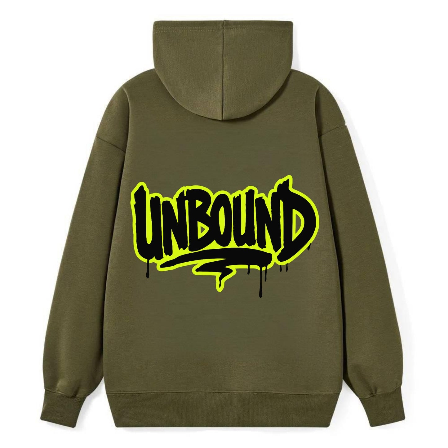 Bold typography design - "UNBOUND" - without limits, free from constraints - Classic Pullover Hoodie - ArmyGreen
