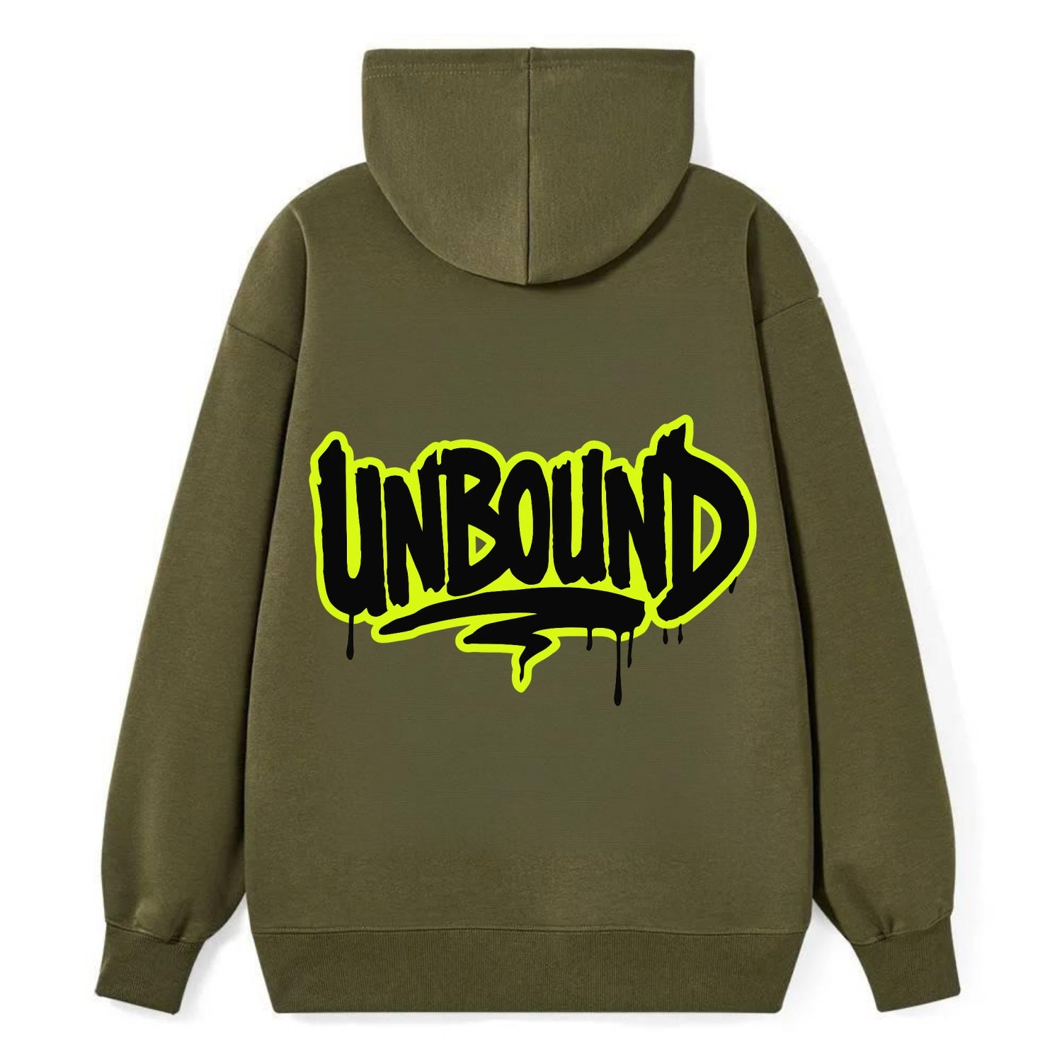 Bold typography design - "UNBOUND" - without limits, free from constraints - Classic Pullover Hoodie - ArmyGreen