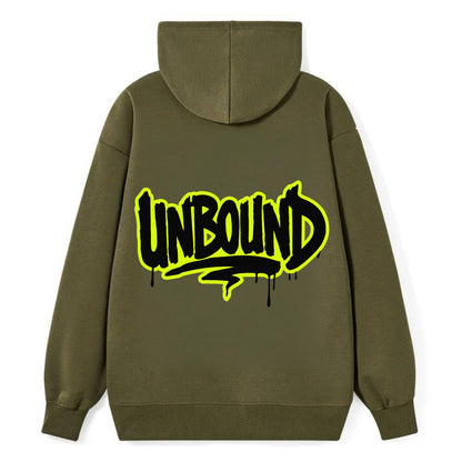 Bold typography design - "UNBOUND" - without limits, free from constraints - Classic Pullover Hoodie - ArmyGreen