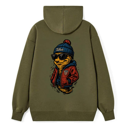 Tulsa Hurricane wearing Tulsa beanie with TU patch - Classic Pullover Hoodie - ArmyGreen