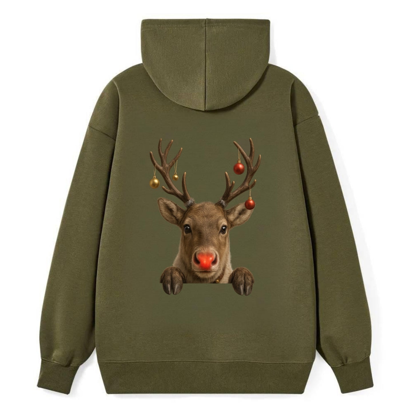 Christmas Reindeer  - Classic Pullover Hoodie - ArmyGreen