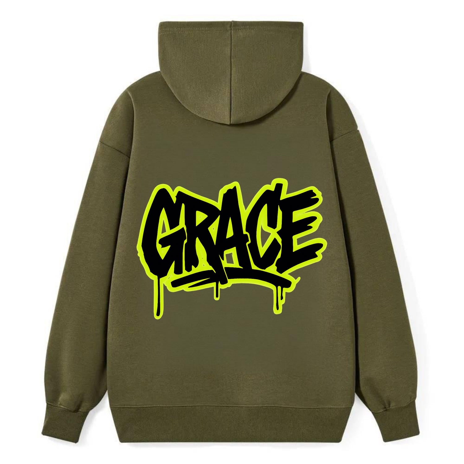 Bold typography design - "GRACE" - elegance under pressure, divine favor - Classic Pullover Hoodie - ArmyGreen