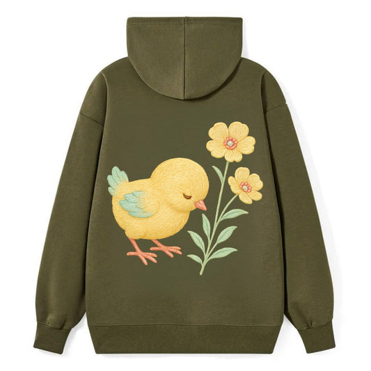 Yellow Chick - Classic Pullover Hoodie - ArmyGreen