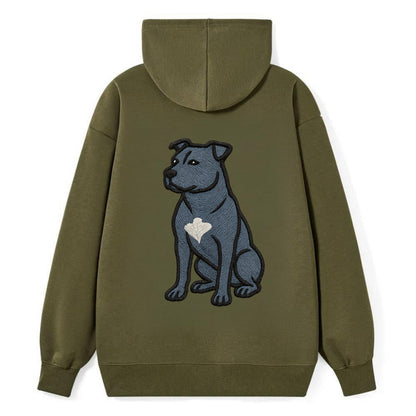 American Staffordshire Terrier - Blue embroidered design - Classic Pullover Hoodie - ArmyGreen