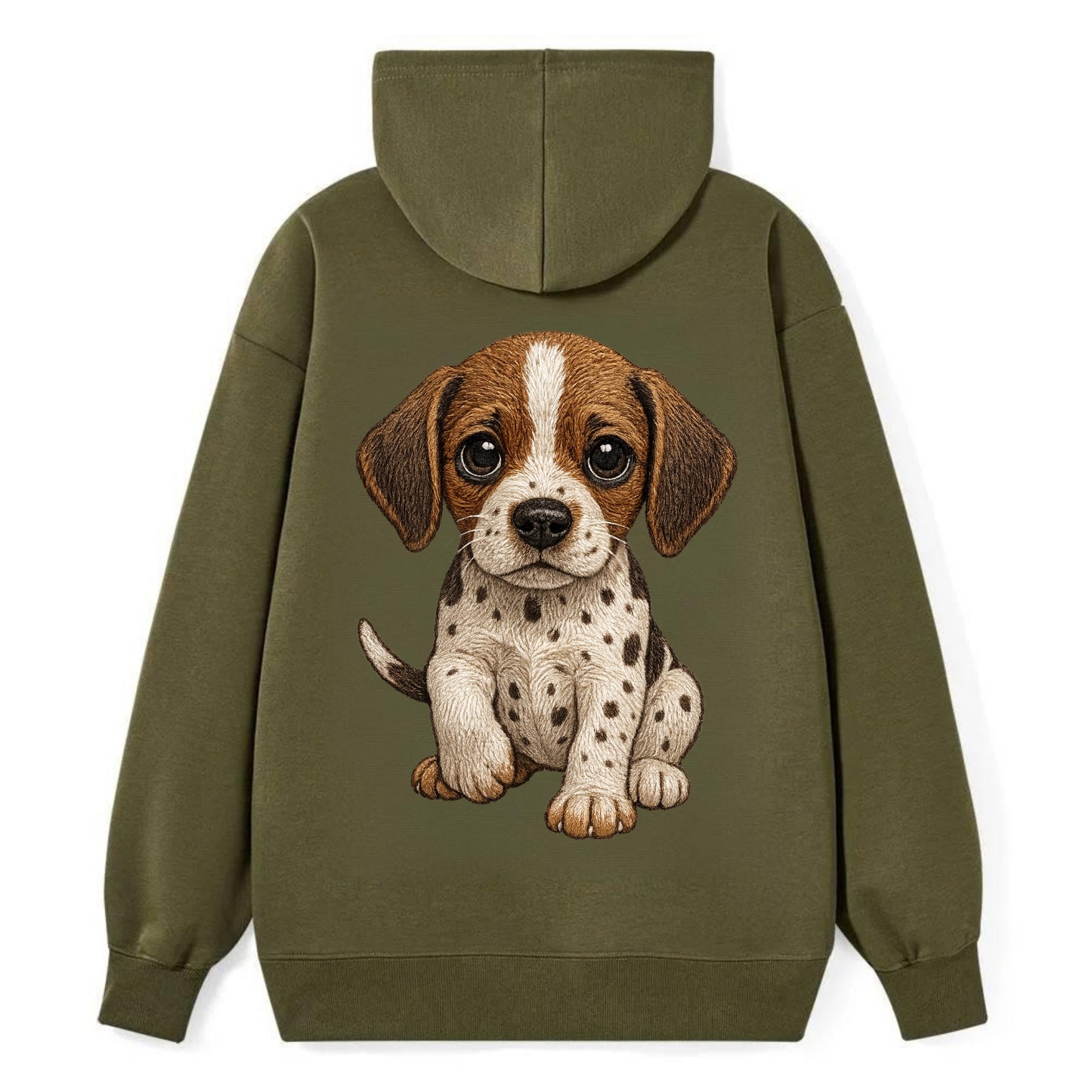 Baby Pointer Puppy - spotted coat, noble stance, alert eyes, - Classic Pullover Hoodie - ArmyGreen