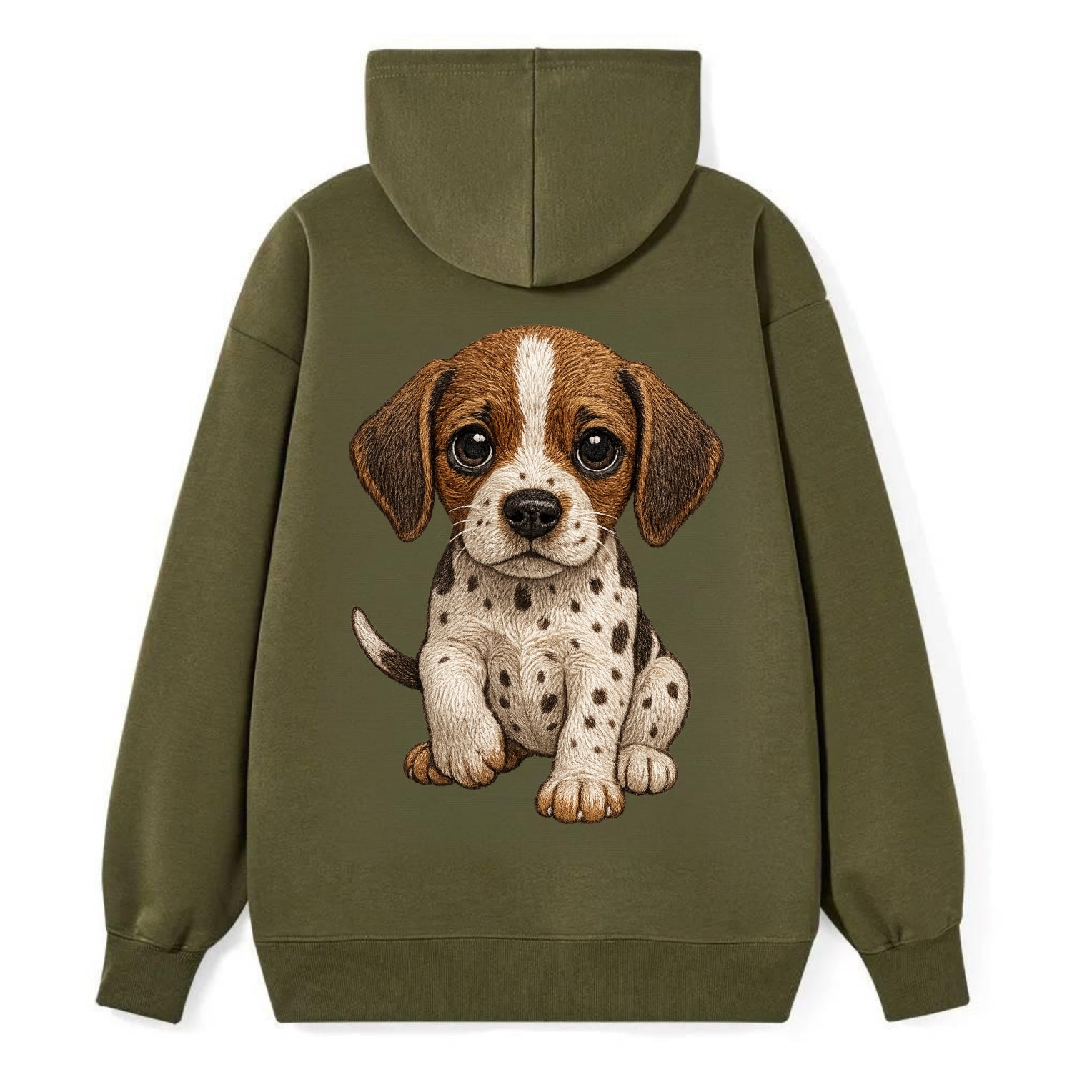 Baby Pointer Puppy - spotted coat, noble stance, alert eyes, - Classic Pullover Hoodie - ArmyGreen