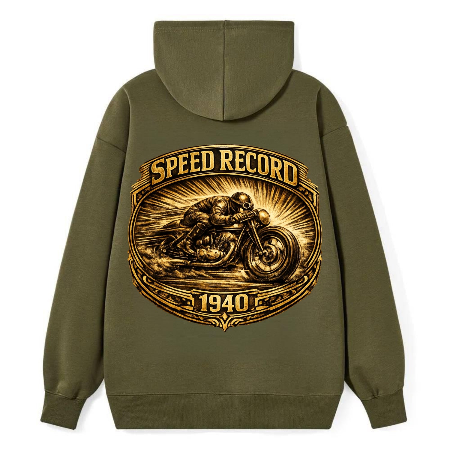 Speed Record Racer - Classic Pullover Hoodie - ArmyGreen