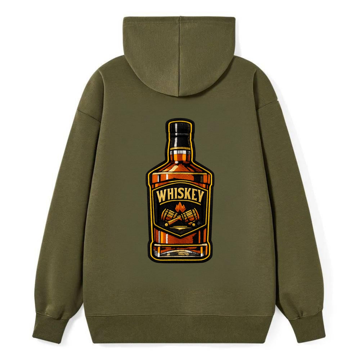 WHISKEY BOTTLE - bourbon bottle in amber and gold , spirits connoisseur - Classic Pullover Hoodie - ArmyGreen