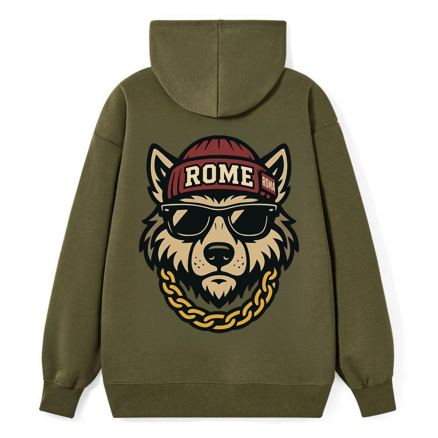 Rome Wolf - Classic Pullover Hoodie - ArmyGreen