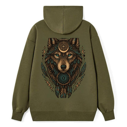 Storm Wolf Thunder  - Classic Pullover Hoodie - ArmyGreen