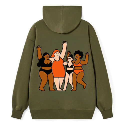 Diverse body types celebrating together - body positivity movement, all - Classic Pullover Hoodie