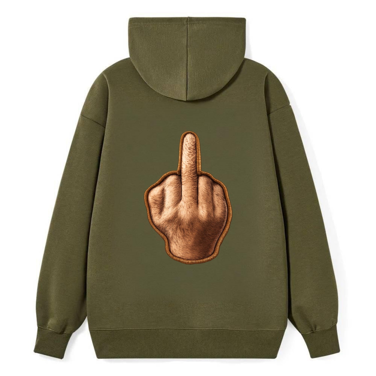 MIDDLE FINGER - hand gesture in skin tone , attitude - Classic Pullover Hoodie - ArmyGreen