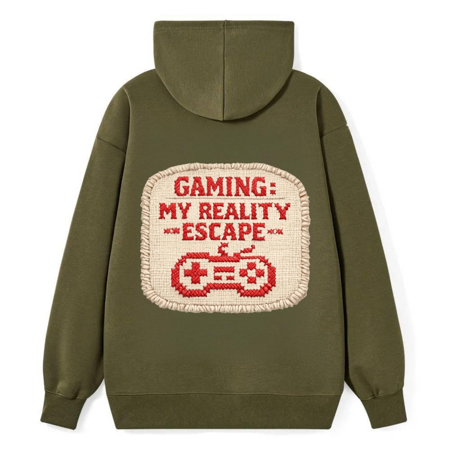 GAMING: MY REALITY ESCAPE - red game escape - red - gaming reality escape - Classic Pullover Hoodie - ArmyGreen