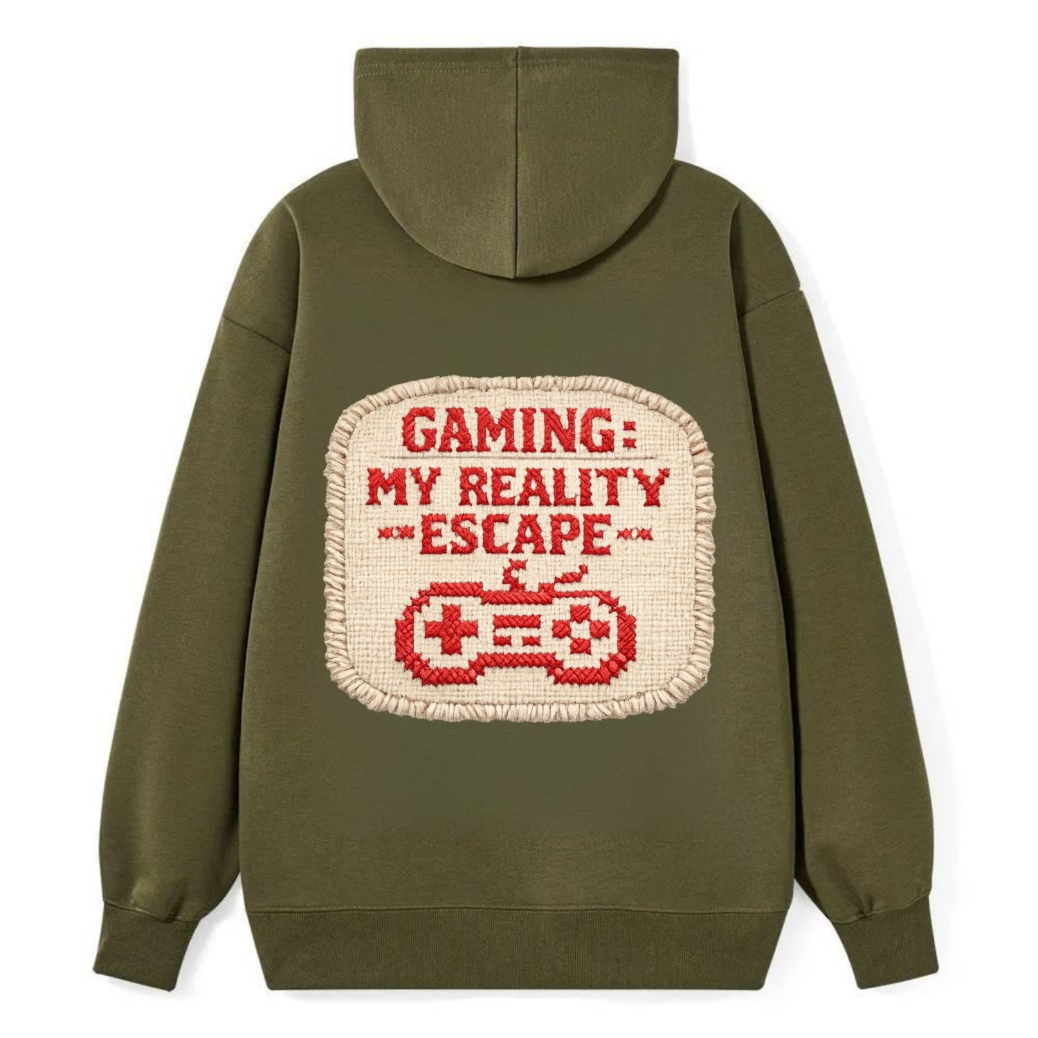 GAMING: MY REALITY ESCAPE - red game escape - red - gaming reality escape - Classic Pullover Hoodie - ArmyGreen