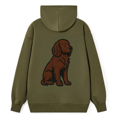 Field Spaniel - Liver colored embroidered sitting design - Classic Pullover Hoodie - ArmyGreen