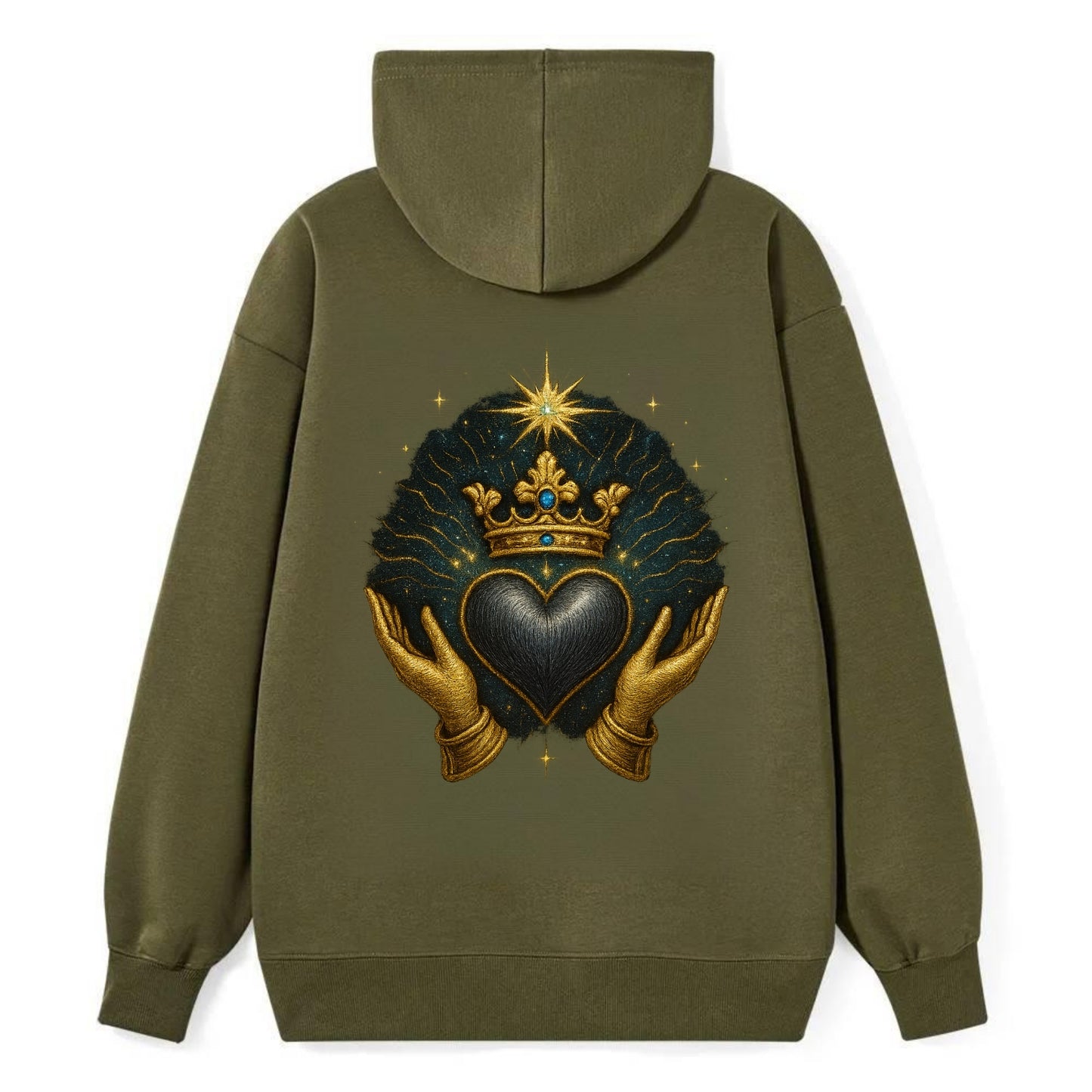 Pearl-studded tiara atop a satin-gunmetal heart supported by elegant - Classic Pullover Hoodie - ArmyGreen