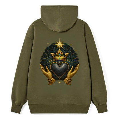 Pearl-studded tiara atop a satin-gunmetal heart supported by elegant - Classic Pullover Hoodie - ArmyGreen