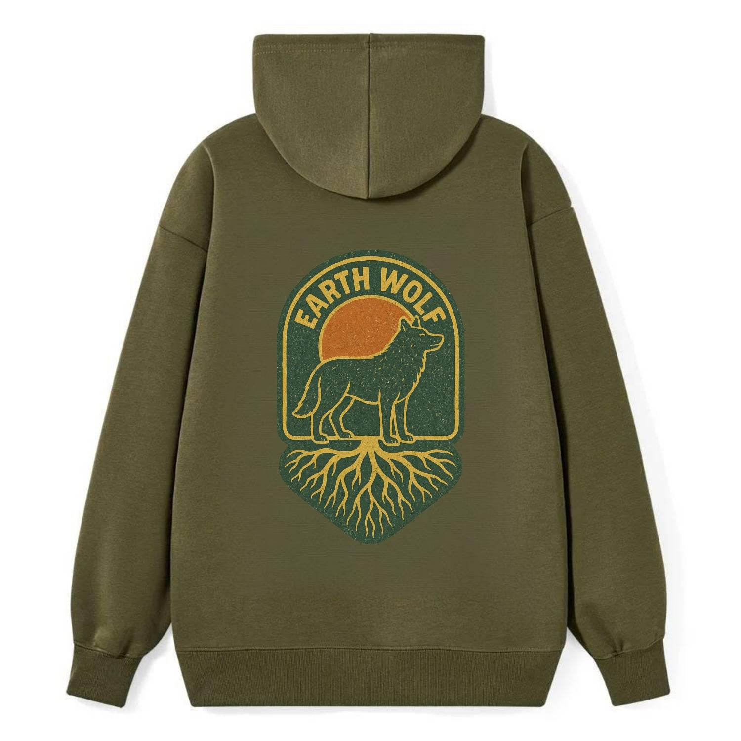 Earth Wolf Roots  - Classic Pullover Hoodie - ArmyGreen