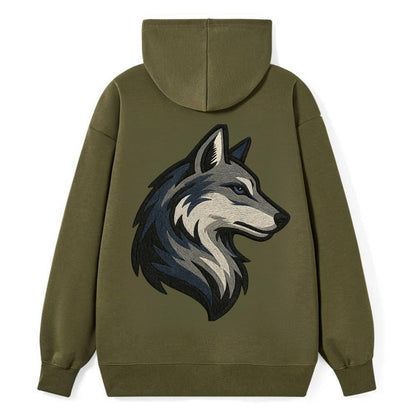 Lone Wolf Wanderer  - Classic Pullover Hoodie - ArmyGreen