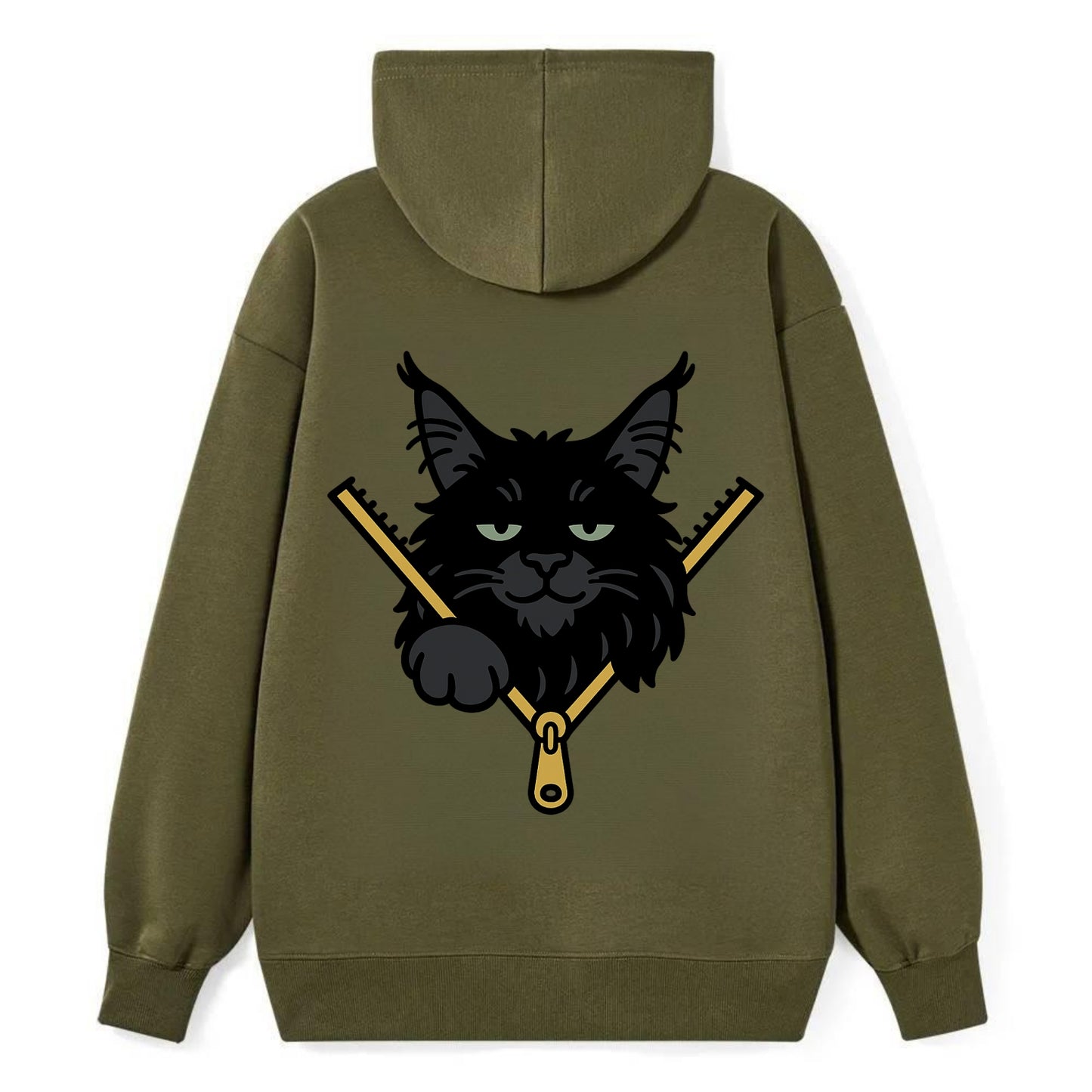 Black Maine Coon - Classic Pullover Hoodie - ArmyGreen