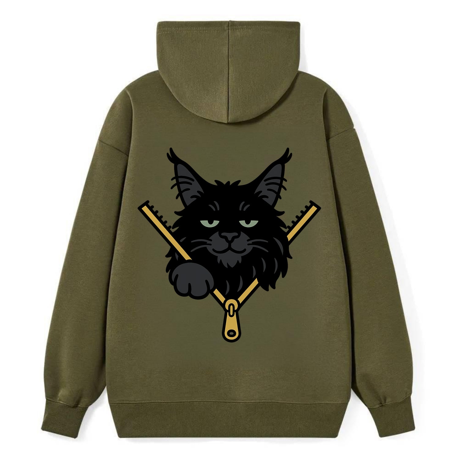 Black Maine Coon - Classic Pullover Hoodie - ArmyGreen