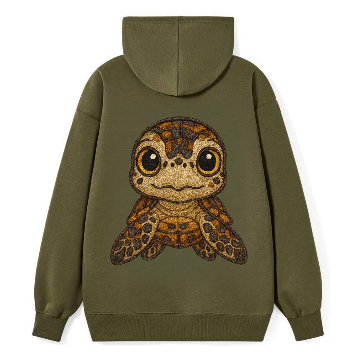 Baby Hawksbill Turtle - amber and brown shell pattern, curious golden - Classic Pullover Hoodie - ArmyGreen