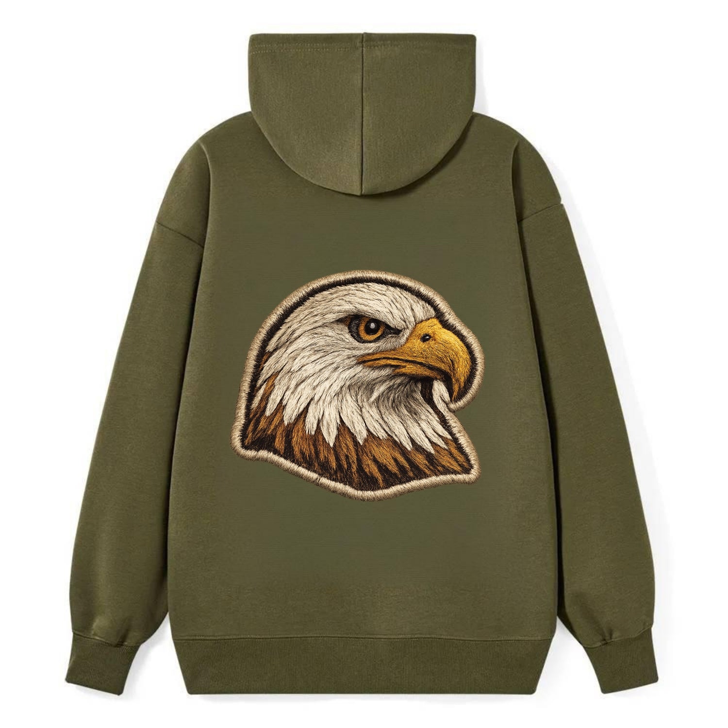 EAGLE HEAD PROFILE - majestic bald eagle in brown, white and gold , - Classic Pullover Hoodie - ArmyGreen