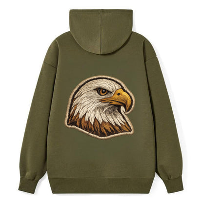 EAGLE HEAD PROFILE - majestic bald eagle in brown, white and gold , - Classic Pullover Hoodie - ArmyGreen