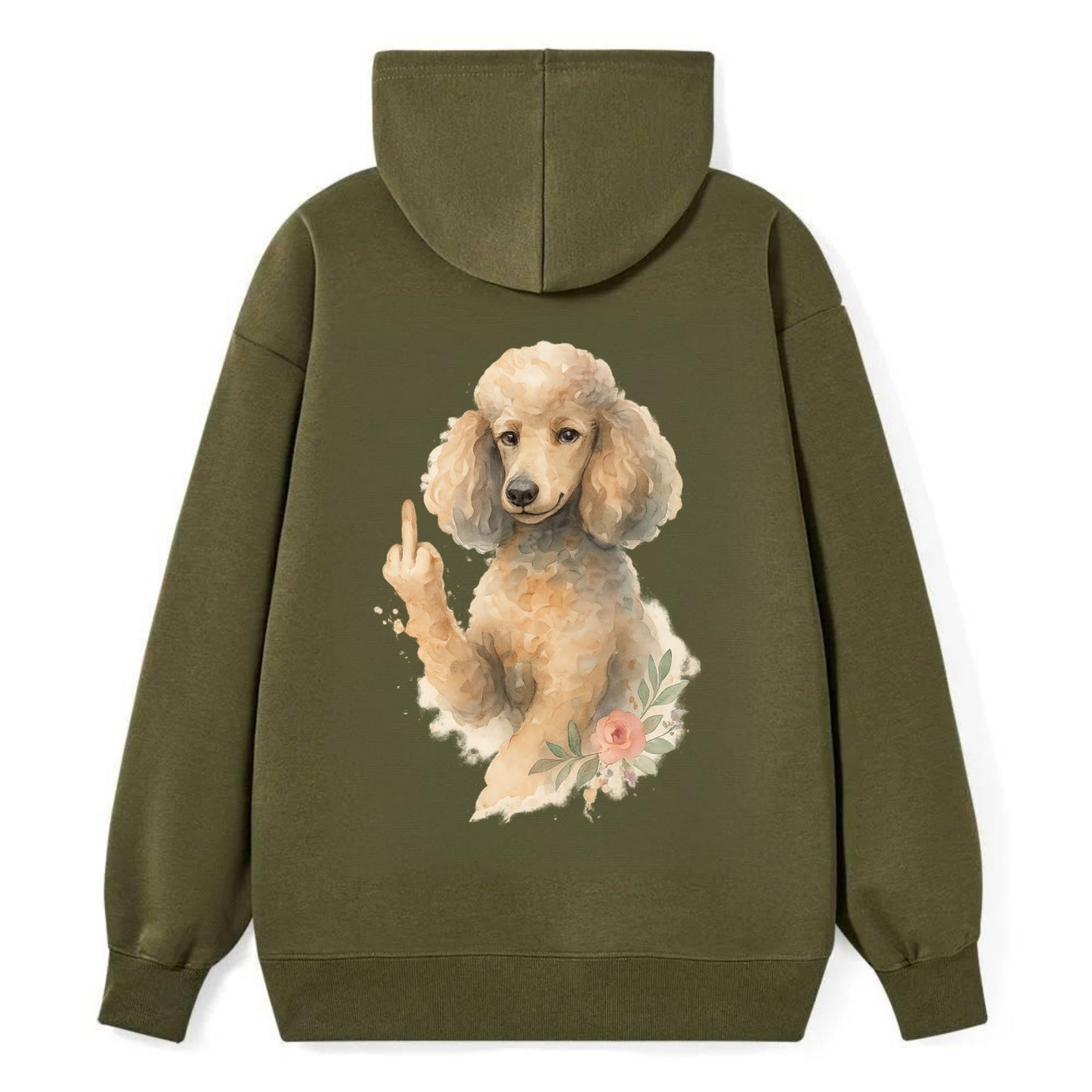 Standard Poodle with curly styled coat, intelligent face, fancy paw - Classic Pullover Hoodie - ArmyGreen