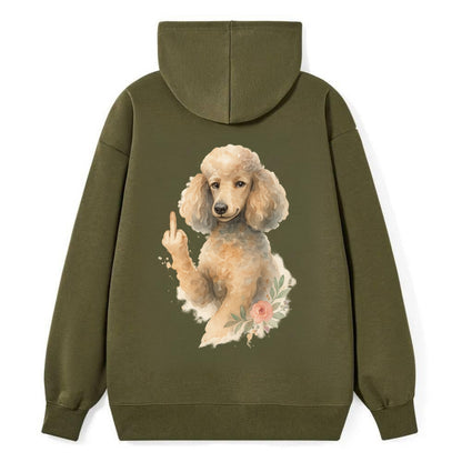 Standard Poodle with curly styled coat, intelligent face, fancy paw - Classic Pullover Hoodie - ArmyGreen