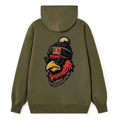 Louisville Cardinal wearing Louisville beanie with L patch - Classic Pullover Hoodie - ArmyGreen