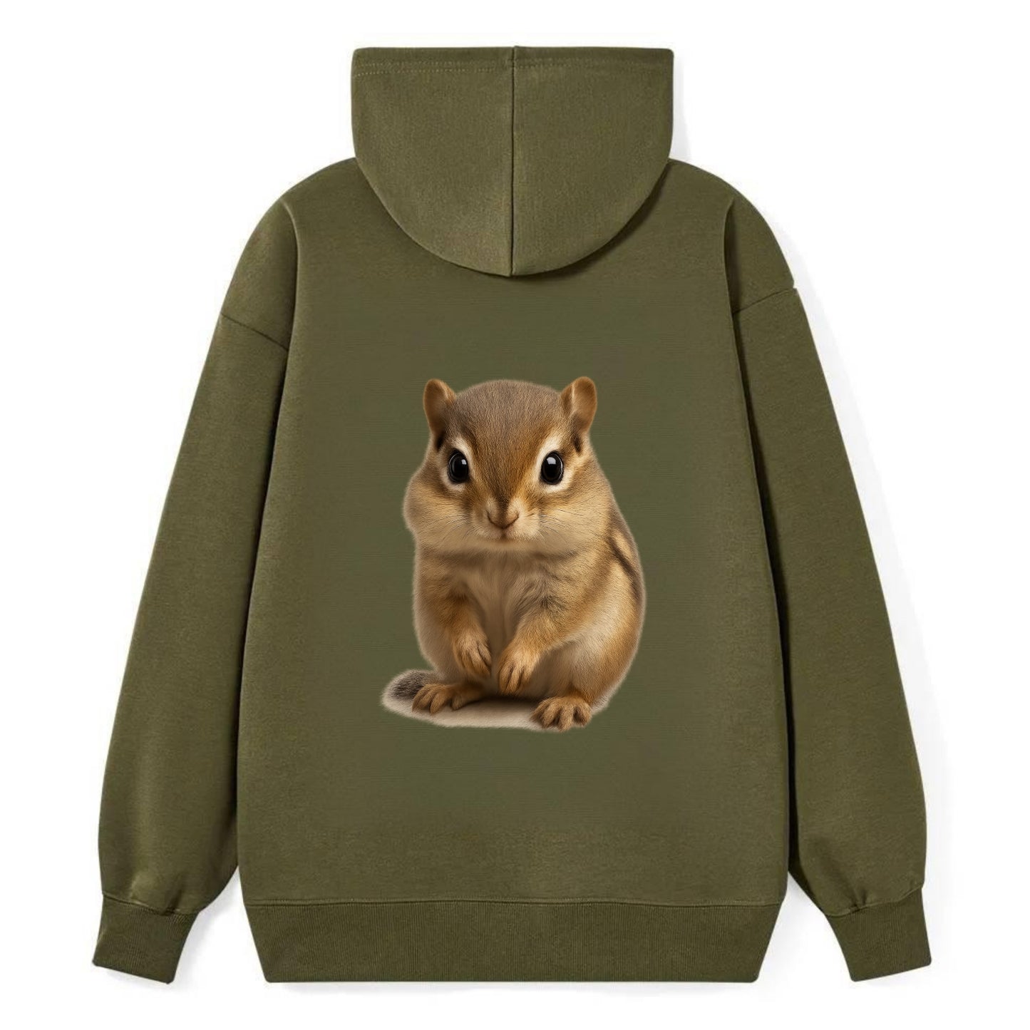 Baby Chipmunk - striped back, cheek pouches, tiny paws, bright eyes, - Classic Pullover Hoodie - ArmyGreen