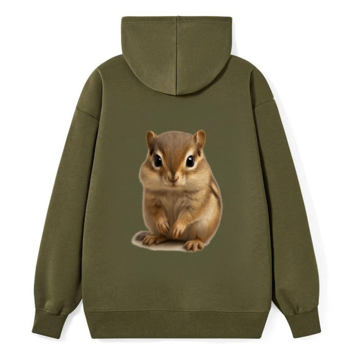Baby Chipmunk - striped back, cheek pouches, tiny paws, bright eyes, - Classic Pullover Hoodie - ArmyGreen
