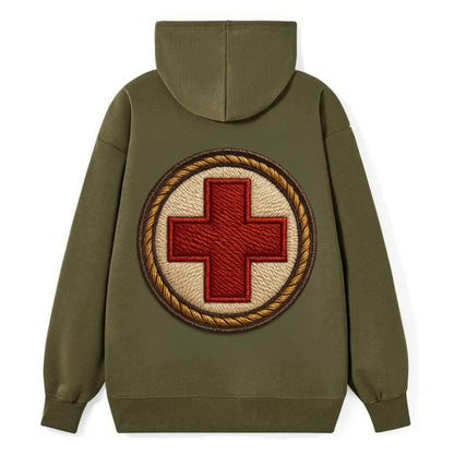 Medical Cross  - Classic Pullover Hoodie - ArmyGreen