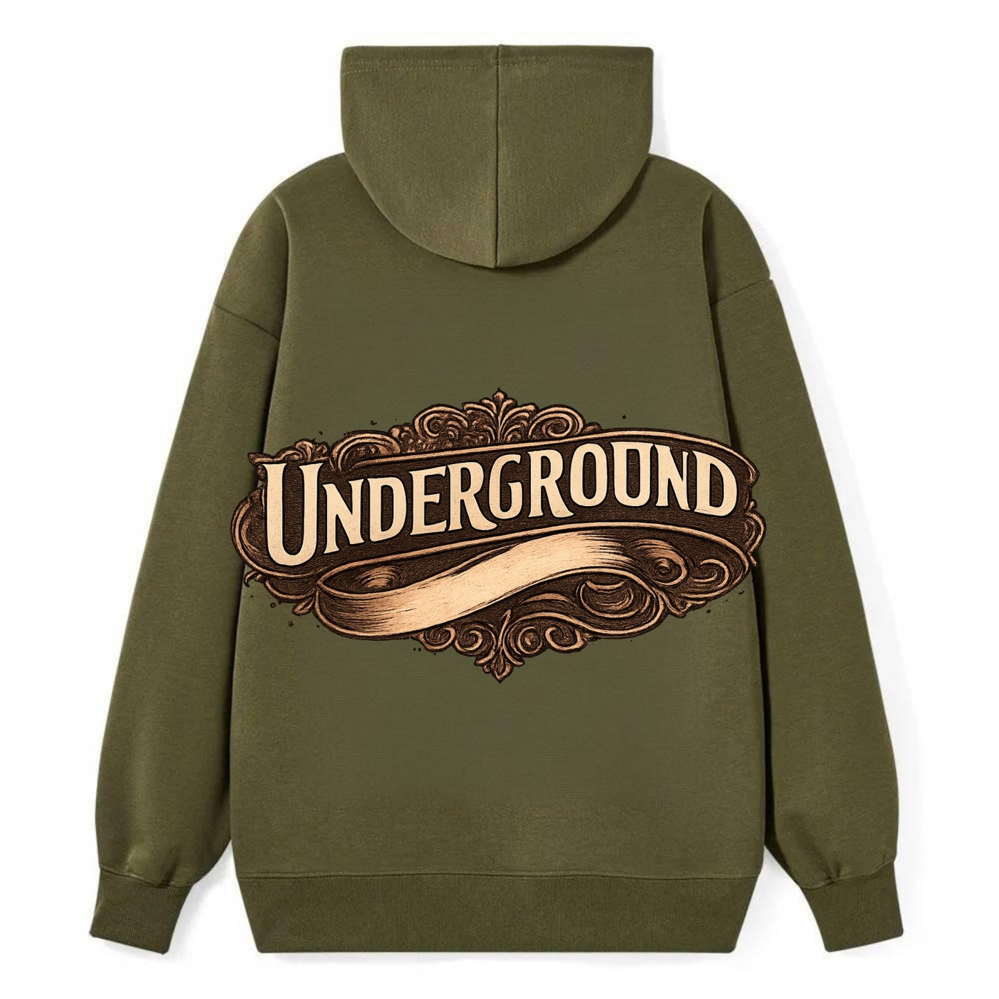 Bold typography design - "UNDERGROUND" - hidden scene, alternative - Classic Pullover Hoodie - ArmyGreen