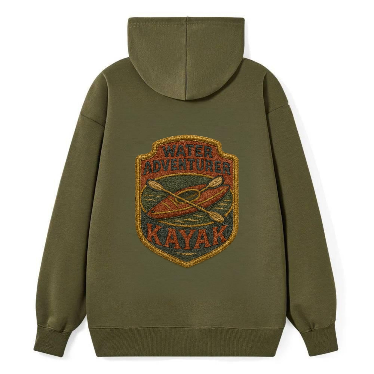 Kayak with paddle - water adventurer - Classic Pullover Hoodie - ArmyGreen