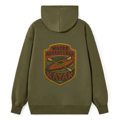 Kayak with paddle - water adventurer - Classic Pullover Hoodie - ArmyGreen