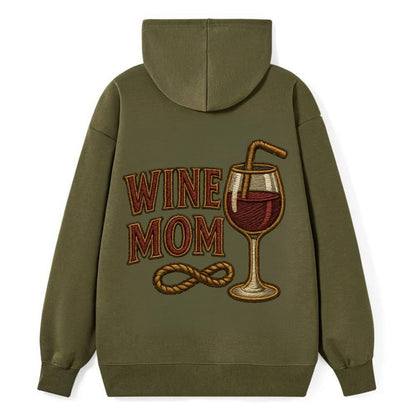 Wine Mom  - Classic Pullover Hoodie - ArmyGreen