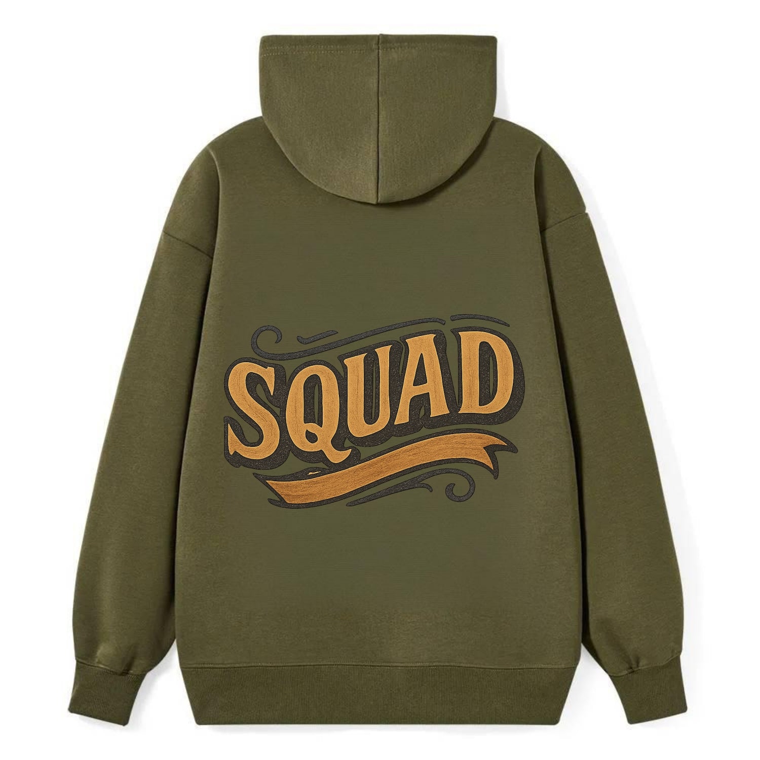 Bold typography design - "SQUAD" - your crew, your people - Classic Pullover Hoodie - ArmyGreen