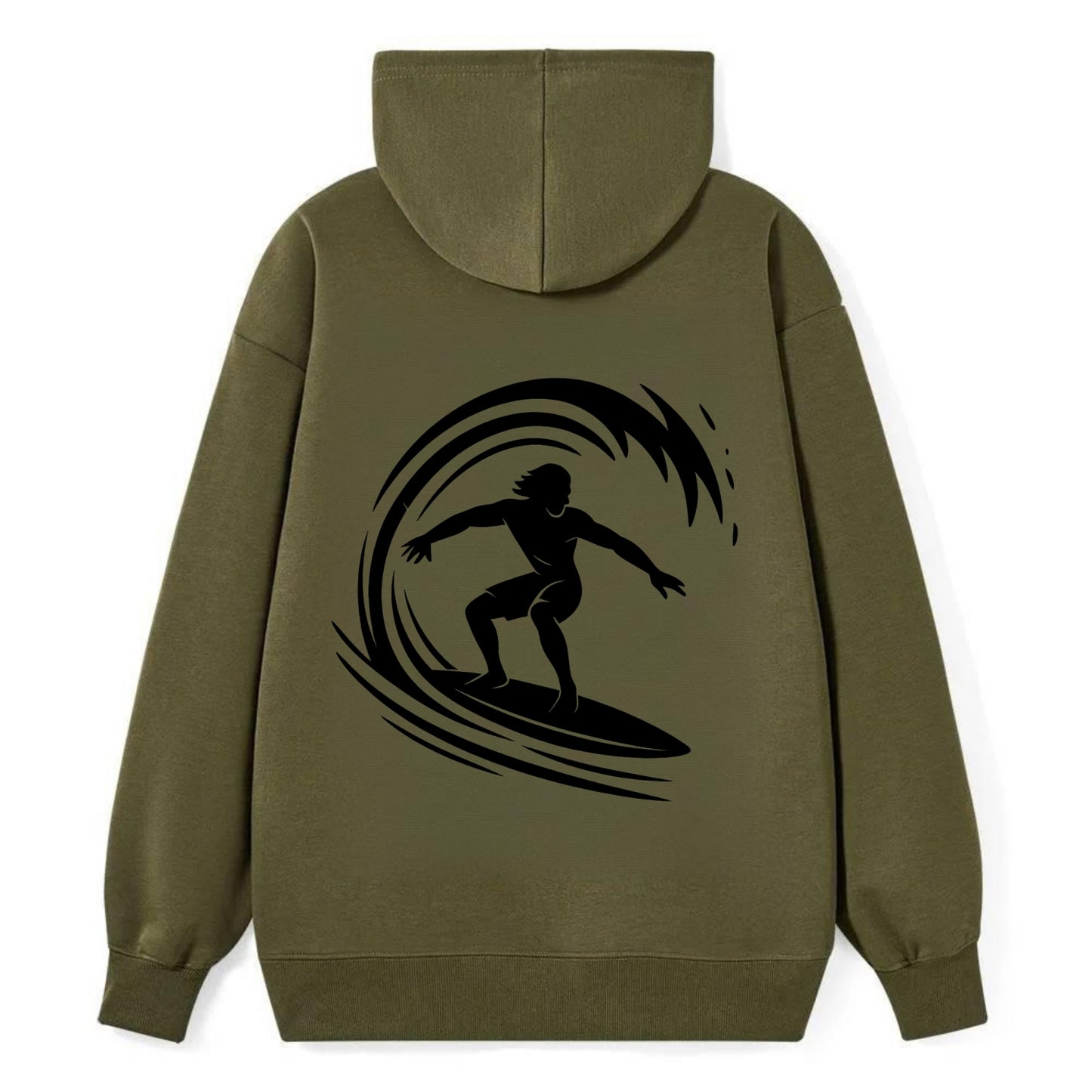 Hawaiian surfer riding big wave - Classic Pullover Hoodie - ArmyGreen