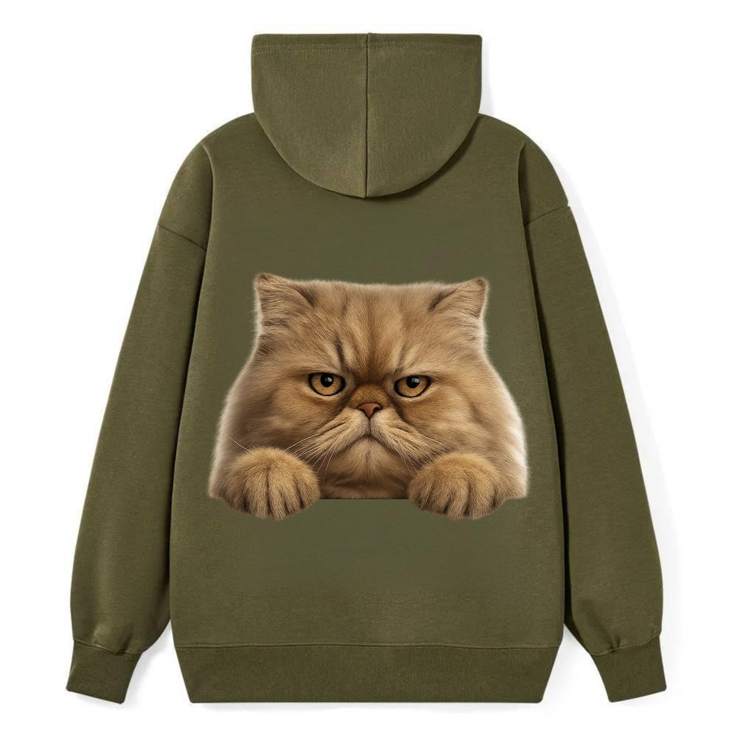 Persian Cat  - Classic Pullover Hoodie - ArmyGreen