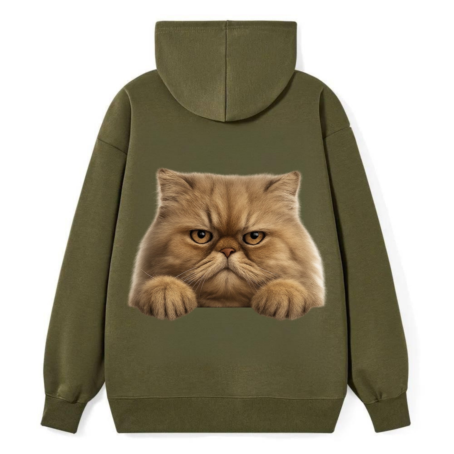 Persian Cat  - Classic Pullover Hoodie - ArmyGreen