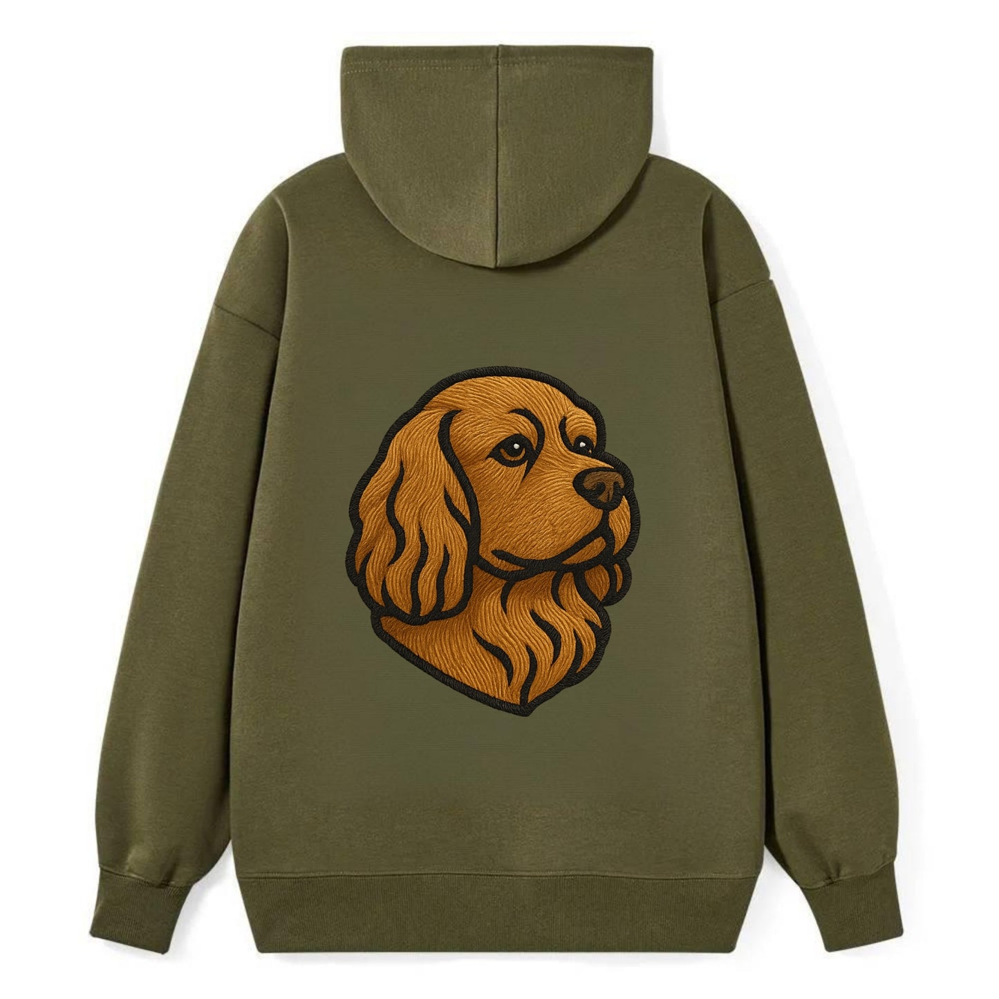 Sussex Spaniel - Golden liver embroidered low-set design - Classic Pullover Hoodie - ArmyGreen