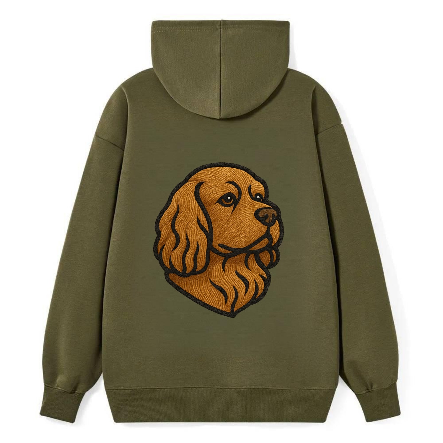 Sussex Spaniel - Golden liver embroidered low-set design - Classic Pullover Hoodie - ArmyGreen